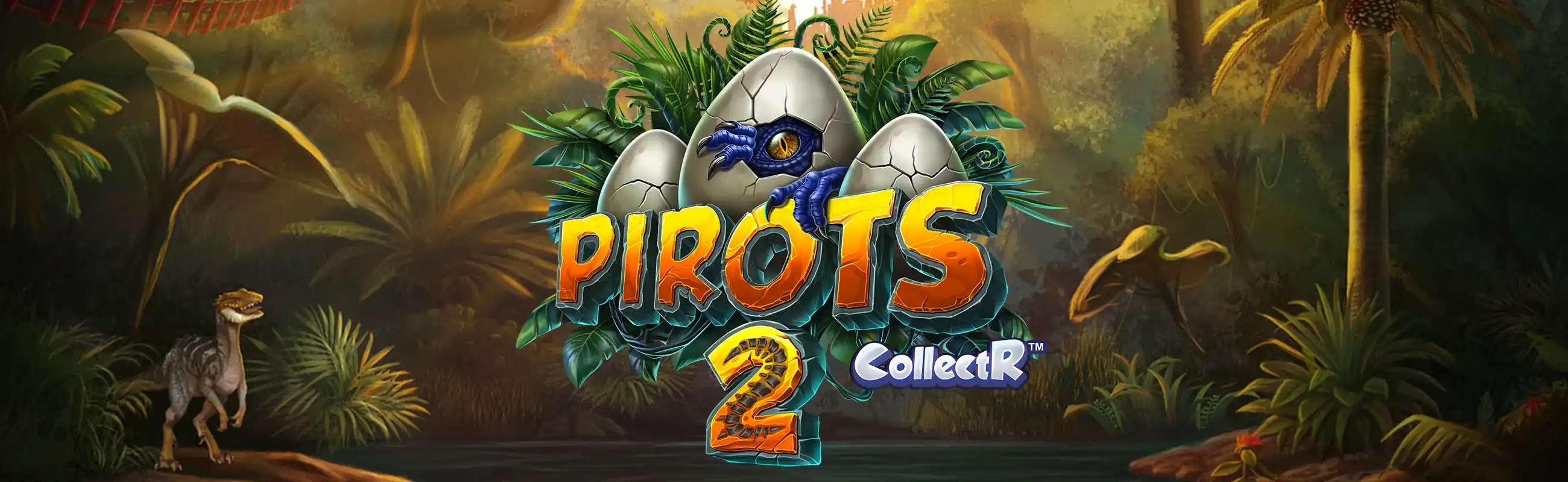 Banner promoțional Pirots 2 cu dinozauri și cele patru păsări