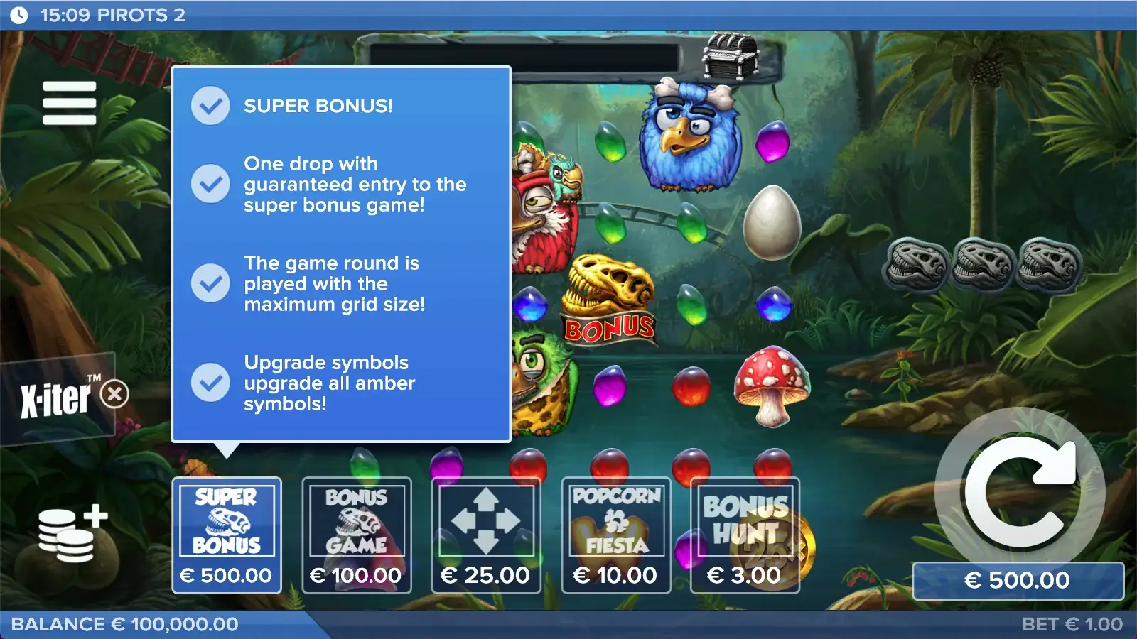 Meniul de cumpărare X-iter Pirots 2 cu toate treptele de preț