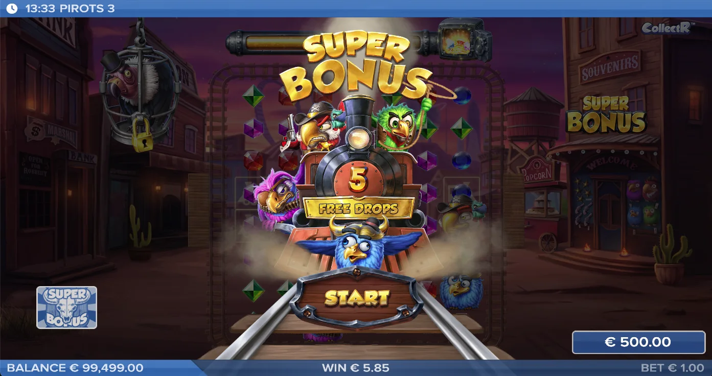 Modul bonus Pirots 3 cu Free Drops activate