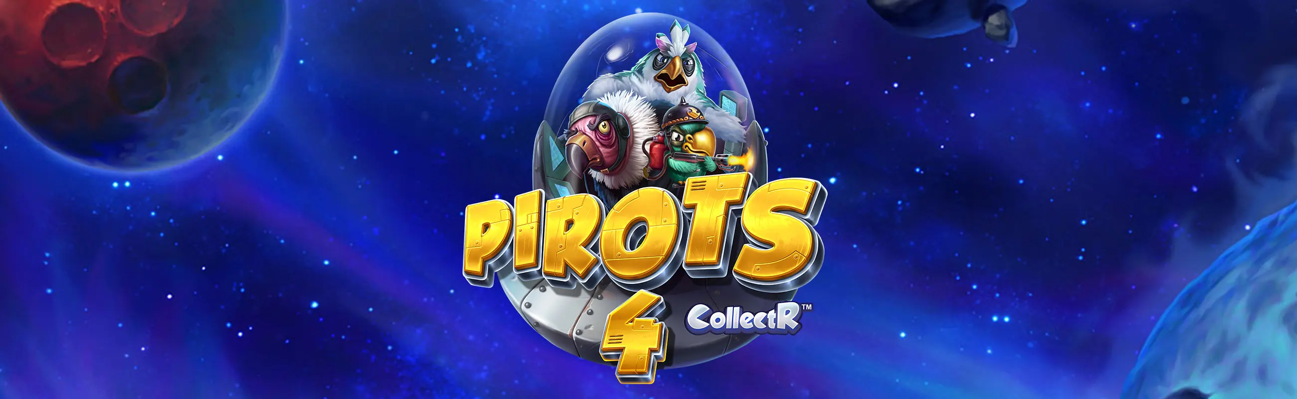 Banner promoțional Pirots 4 cu temă spațială