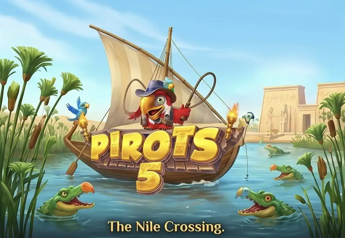 The Nile Crossing din Pirots 5, cu wild-uri crocodil lipicioase