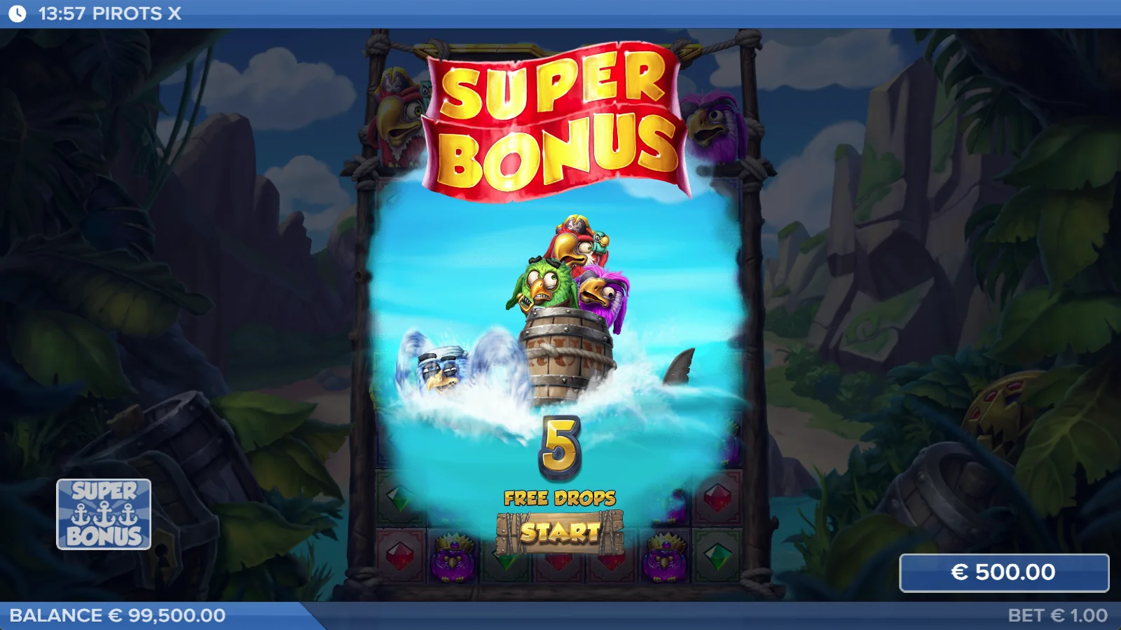 Modul bonus Pirots X cu Free Drops activate